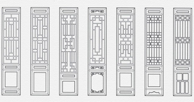 红花岗常用中式仿古花窗图案隔断设计图