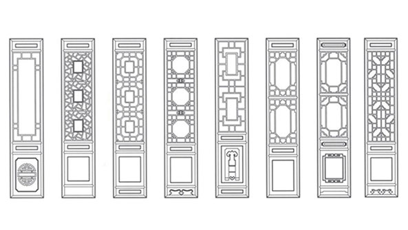 红花岗喜迎门中式花格CAD设计图样式大全